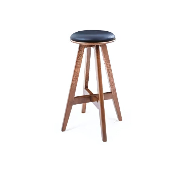 Modern Simplicity: The Round Upholstered Bar Stool with Wooden Legs