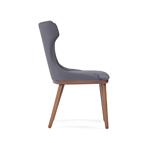 Modern Gray Upholstered Armchair with Wooden Legs: A Stylish Fusion of Comfort and Functionality