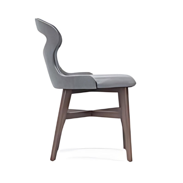 Contemporary Gray Upholstered Armchair with Wooden Legs