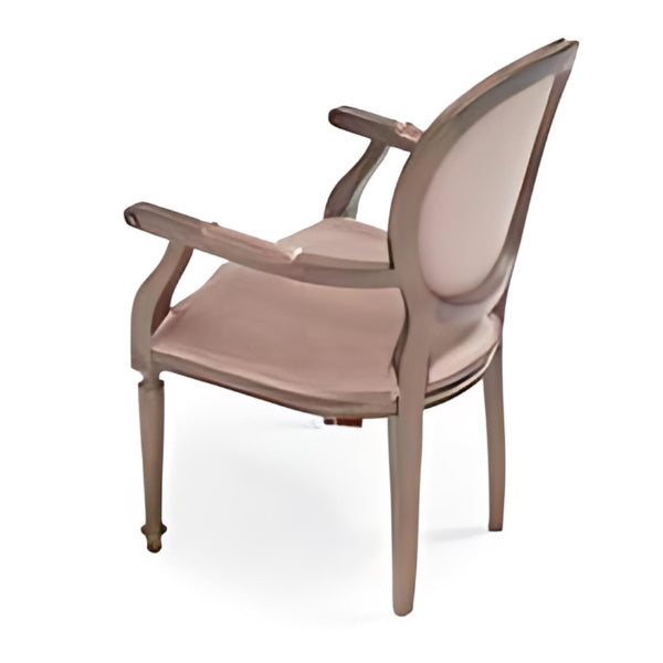 Elegant Pink Upholstered Armchair with Wooden Frame