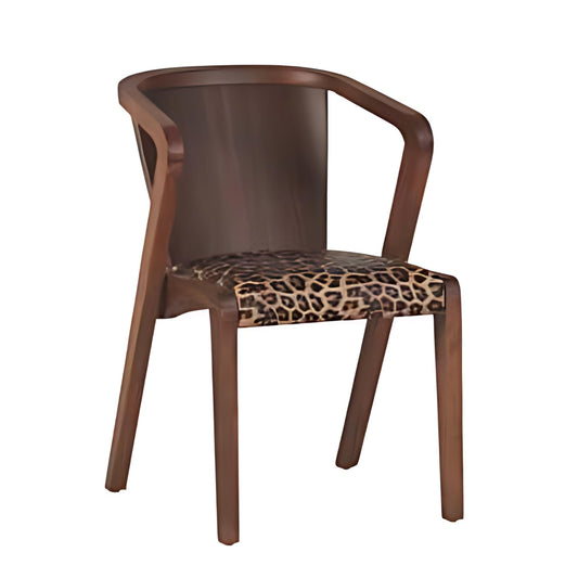 Chic Leopard Print Accent Chair with Wooden Frame