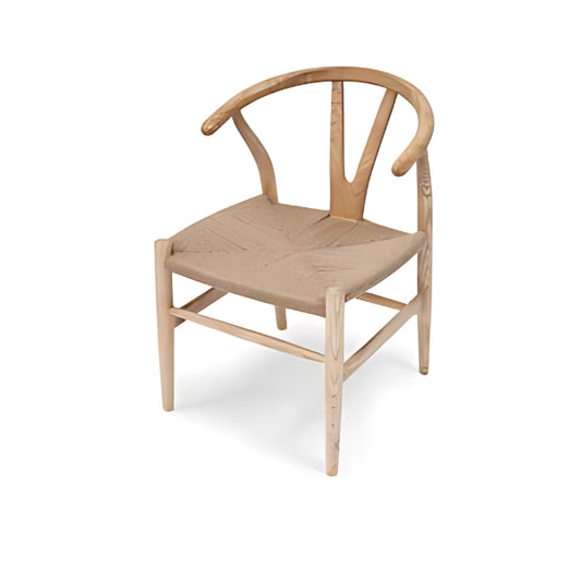 Elegant Natural Wood Chair with Woven Seat